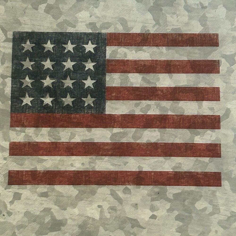 Set Of 6 Pottery Barn Discontinued American Flag Galvanized Metal 9” Plates New - Picture 7 of 10